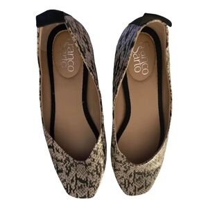 Franco Sarto flats, black and white faux snakeskin, size 7.5, very good conditio